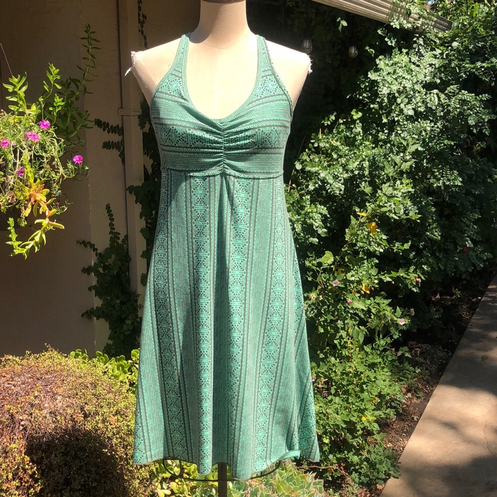 Prana print strappy back stretch Aline style dress